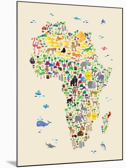 Animal Map of Africa for children and kids-Michael Tompsett-Mounted Art Print