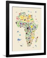 Animal Map of Africa for children and kids-Michael Tompsett-Framed Art Print