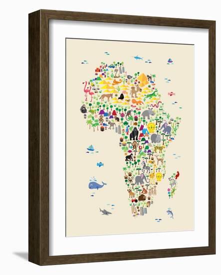 Animal Map of Africa for children and kids-Michael Tompsett-Framed Art Print