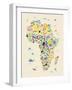 Animal Map of Africa for children and kids-Michael Tompsett-Framed Art Print