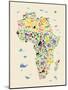 Animal Map of Africa for children and kids-Michael Tompsett-Mounted Art Print