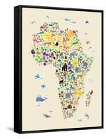 Animal Map of Africa for children and kids-Michael Tompsett-Framed Stretched Canvas