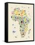 Animal Map of Africa for children and kids-Michael Tompsett-Framed Stretched Canvas