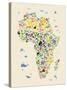 Animal Map of Africa for children and kids-Michael Tompsett-Stretched Canvas