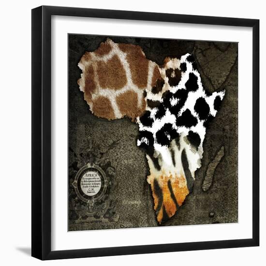 Animal Map of Africa-Color Bakery-Framed Giclee Print