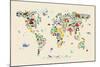 Animal Map of the World for children and kids-Michael Tompsett-Mounted Art Print