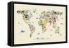 Animal Map of the World for children and kids-Michael Tompsett-Framed Stretched Canvas