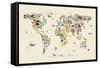 Animal Map of the World for children and kids-Michael Tompsett-Framed Stretched Canvas