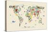 Animal Map of the World for children and kids-Michael Tompsett-Stretched Canvas