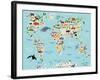 Animal Map of the World for Children and Kids-Moloko88-Framed Art Print