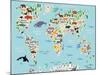 Animal Map of the World for Children and Kids-Moloko88-Mounted Art Print