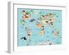 Animal Map of the World for Children and Kids-Moloko88-Framed Art Print