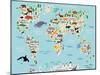 Animal Map of the World for Children and Kids-Moloko88-Mounted Art Print