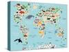 Animal Map of the World for Children and Kids-Moloko88-Stretched Canvas