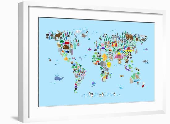 Animal Map of the World-Michael Tompsett-Framed Art Print