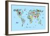 Animal Map of the World-Michael Tompsett-Framed Art Print
