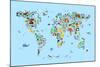 Animal Map of the World-Michael Tompsett-Mounted Art Print