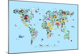 Animal Map of the World-Michael Tompsett-Mounted Art Print