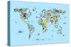 Animal Map of the World-Michael Tompsett-Stretched Canvas
