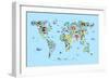 Animal Map of the World-Michael Tompsett-Framed Art Print