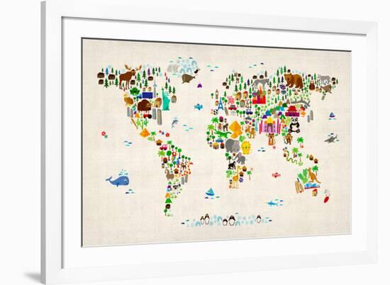 Animal Map of the World-Michael Tompsett-Framed Art Print