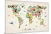 Animal Map of the World-Michael Tompsett-Mounted Art Print