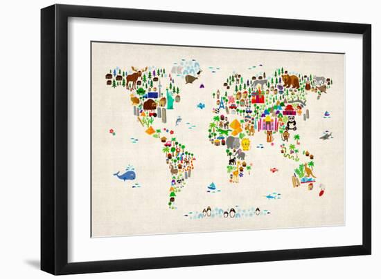 Animal Map of the World-Michael Tompsett-Framed Art Print