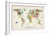 Animal Map of the World-Michael Tompsett-Framed Premium Giclee Print