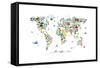 Animal Map of the World-Michael Tompsett-Framed Stretched Canvas