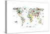 Animal Map of the World-Michael Tompsett-Stretched Canvas