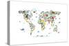 Animal Map of the World-Michael Tompsett-Stretched Canvas