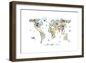 Animal Map of the World-Michael Tompsett-Framed Art Print