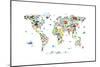 Animal Map of the World-Michael Tompsett-Mounted Premium Giclee Print