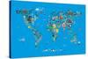 Animal Map of the World-Michael Tompsett-Stretched Canvas