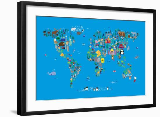 Animal Map of the World-Michael Tompsett-Framed Art Print