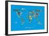 Animal Map of the World-Michael Tompsett-Framed Art Print