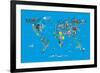 Animal Map of the World-Michael Tompsett-Framed Art Print