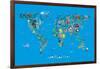 Animal Map of the World-Michael Tompsett-Framed Art Print