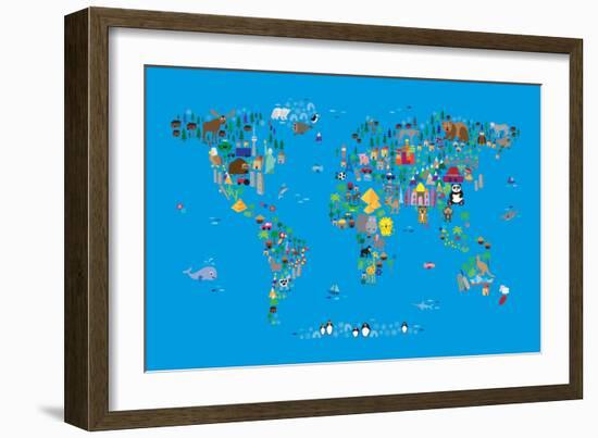 Animal Map of the World-Michael Tompsett-Framed Art Print