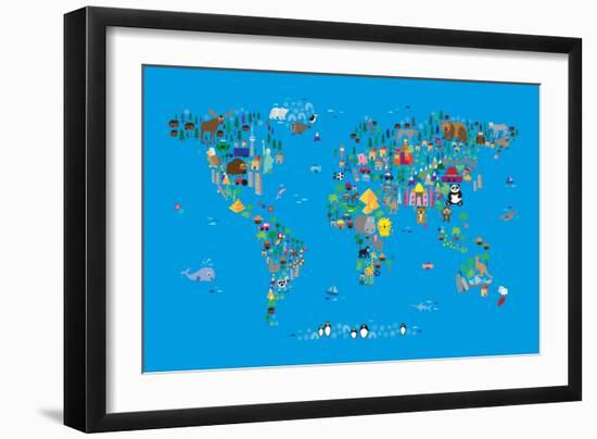 Animal Map of the World-Michael Tompsett-Framed Art Print