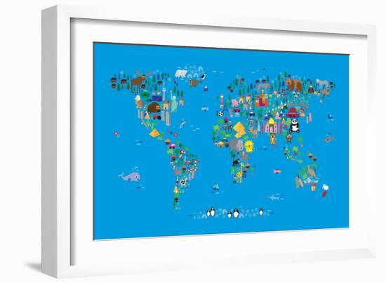 Animal Map of the World-Michael Tompsett-Framed Art Print