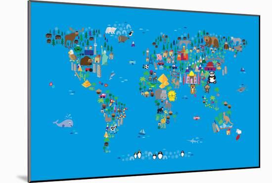 Animal Map of the World-Michael Tompsett-Mounted Art Print