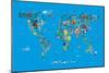 Animal Map of the World-Michael Tompsett-Mounted Art Print