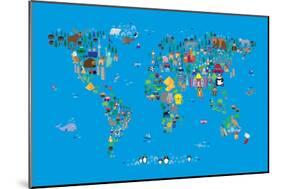 Animal Map of the World-Michael Tompsett-Mounted Art Print