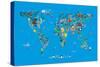 Animal Map of the World-Michael Tompsett-Stretched Canvas