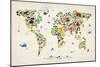 Animal Map of the World-Michael Tompsett-Mounted Premium Giclee Print