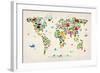 Animal Map of the World-Michael Tompsett-Framed Art Print