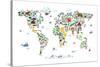 Animal Map of the World-Michael Tompsett-Stretched Canvas