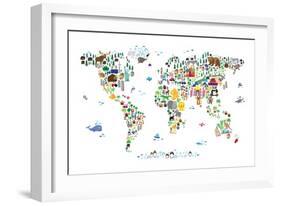 Animal Map of the World-Michael Tompsett-Framed Art Print