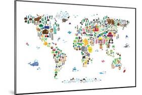 Animal Map of the World-Michael Tompsett-Mounted Art Print